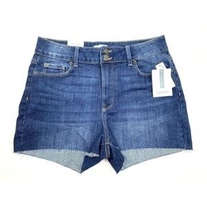 NWT True Craft Women's Girl Sz 13 High Rise Blue Denim Shorts Cutoff Hem Stretch